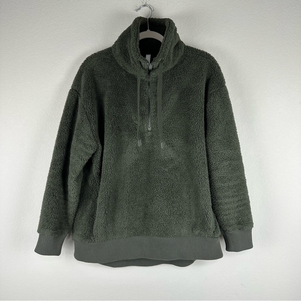 Athleta Green Talus Sherpa Half Zip Pullover Sweatshirt Size Large
